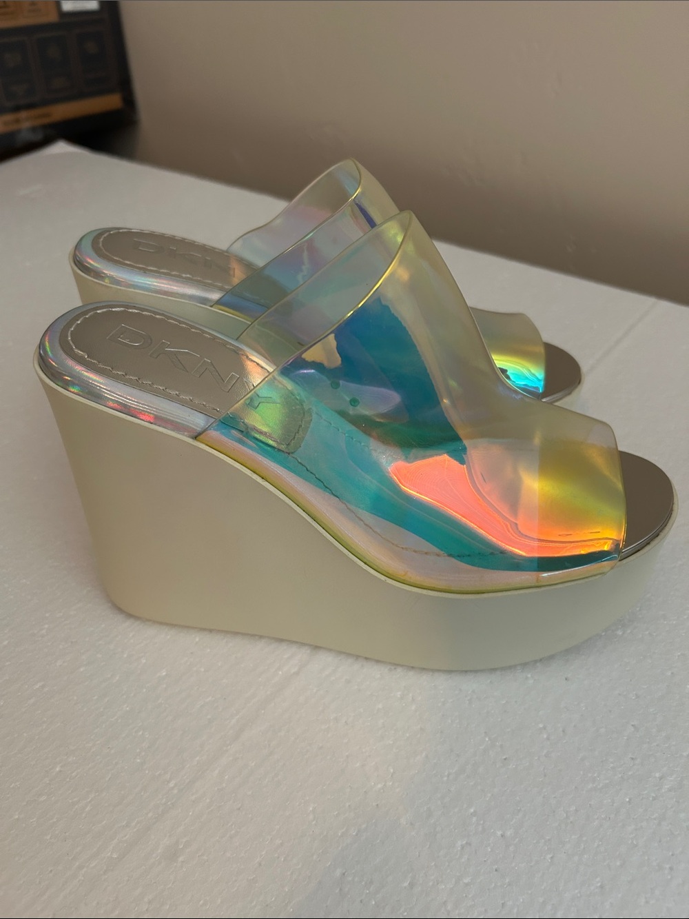 Dkny Iridescent Holographic Slide Wedges - Multi - Picture 2 of 6